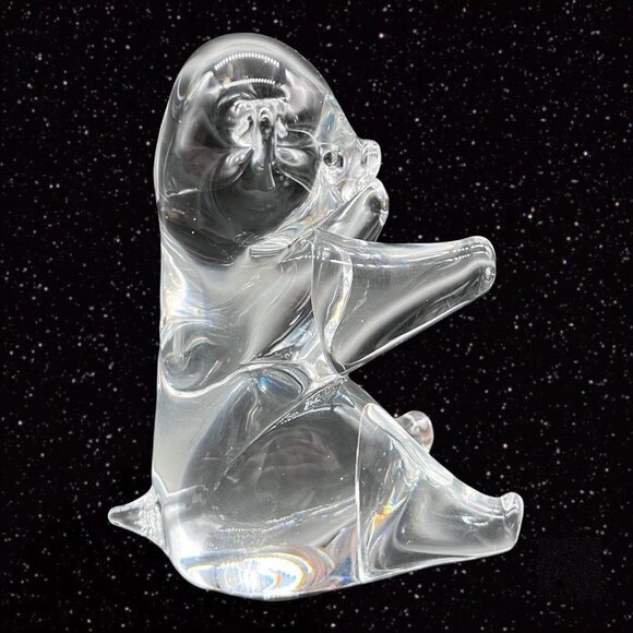 Konstglas Ronneby Sweden Crystal Clear Glass Bear Figurine Paperweight Vintage - Picture 5 of 10
